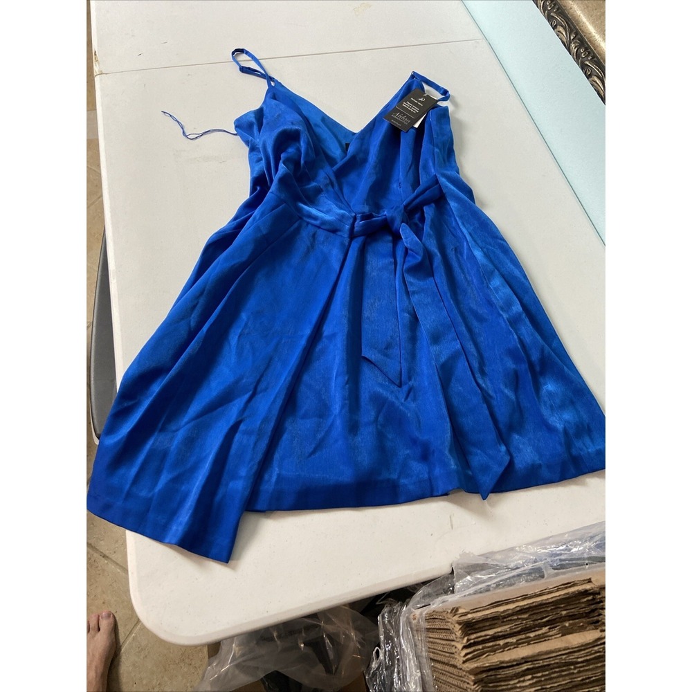 Aidan Mattox Dress Size 8 V Neck Wrap Women's Blue Msrp 195.00